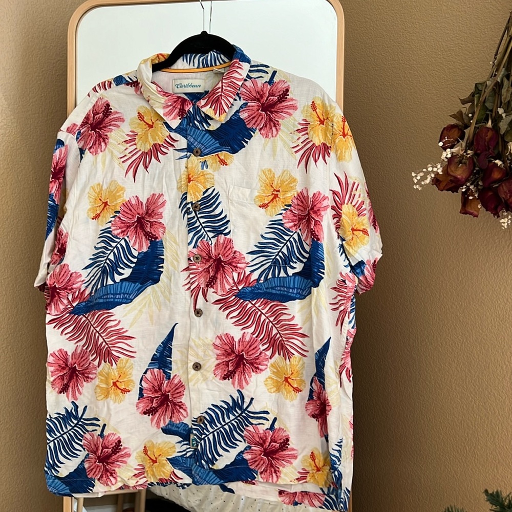 Caribbean men’s short sleeve woven shirt XL